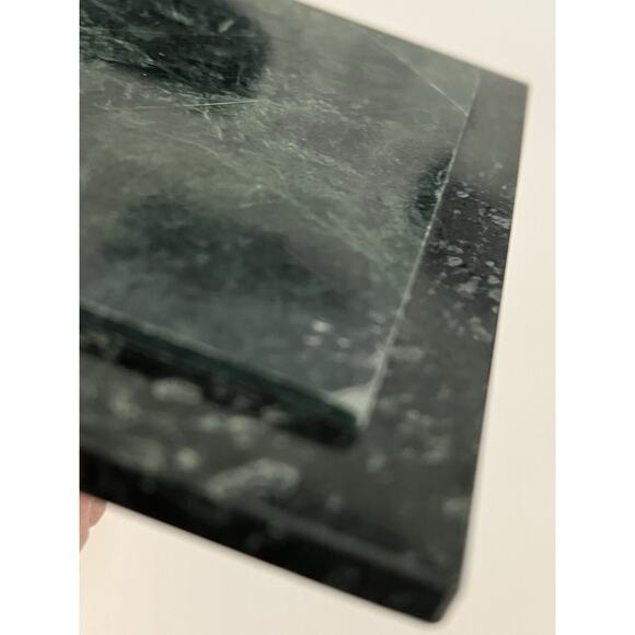 Vintage Green Marble Stone Footed Jewelry Trinket Vanity Box Lidded Brass - Picture 6 of 10